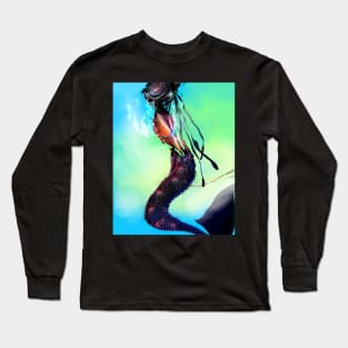 Robot Mermaid undersea siren with a speaker for a face Long Sleeve T-Shirt